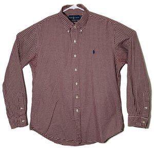 Ralph Lauren Mens Large Maroon White Button Up